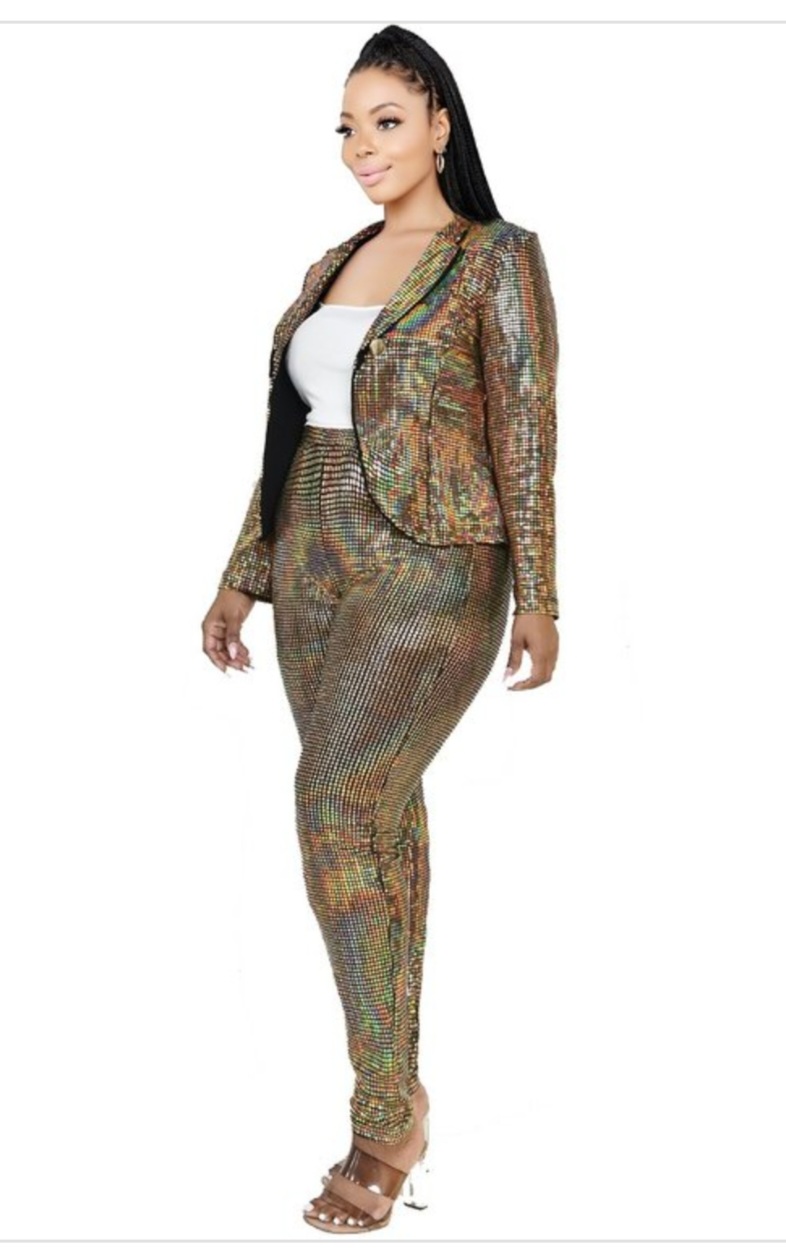 Gold plus size pant suit sale